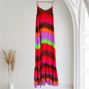 The Odell’s Multicolor Striped Silk Maxi Dress sz XS nwot ,013